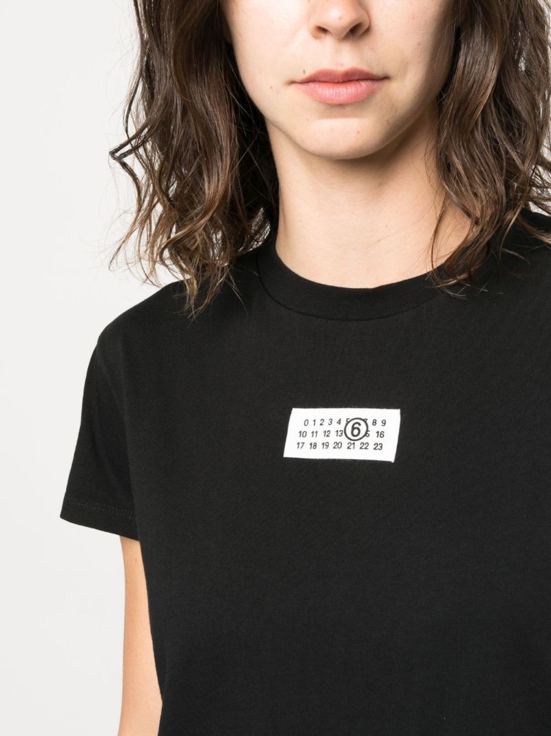 Black Cotton Numbers Logo T-shirt