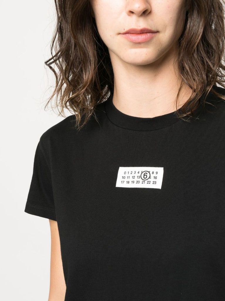 Black Cotton Numbers Logo T-shirt