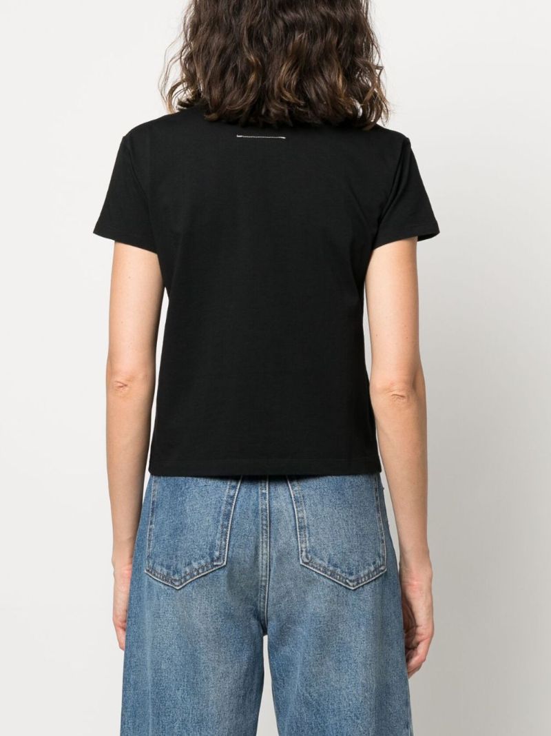 Black Cotton Numbers Logo T-shirt