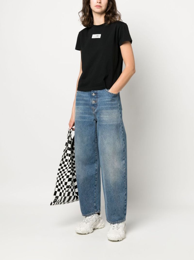 Black Cotton Numbers Logo T-shirt