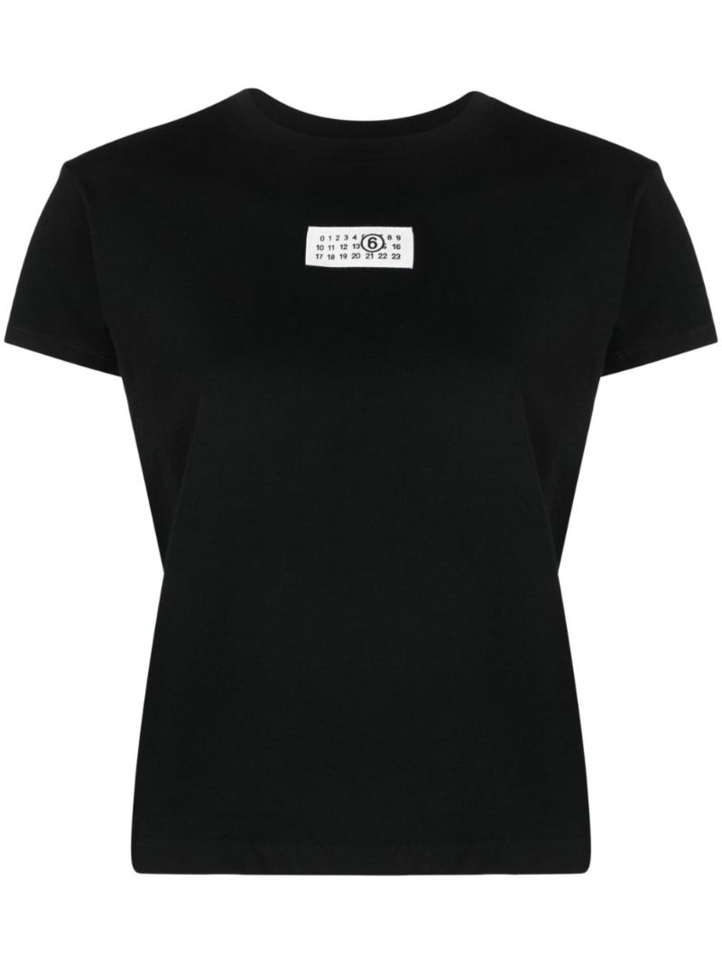 Black Cotton Numbers Logo T-shirt