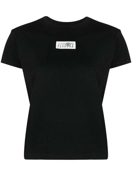 Black Cotton Numbers Logo T-shirt