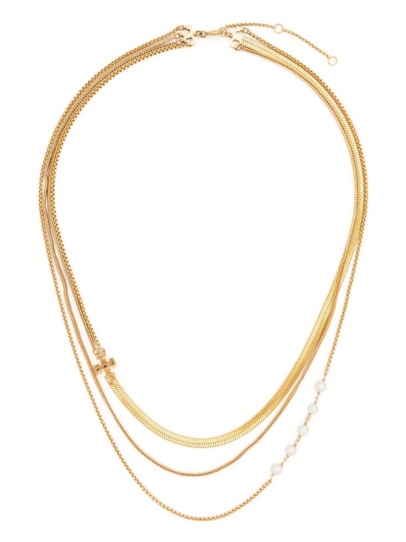 Gold-tone Logo-plaque Multi-chain Necklace