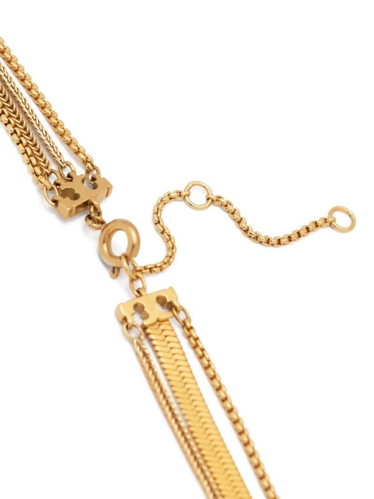 Gold-tone Logo-plaque Multi-chain Necklace