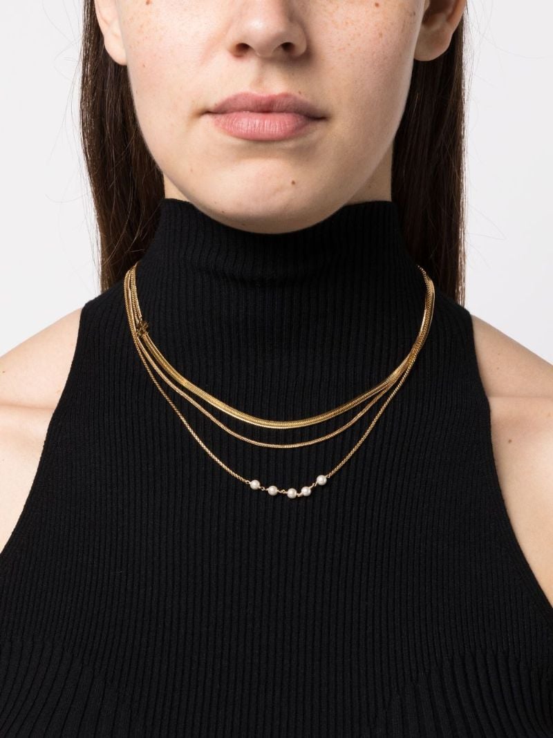 Gold-tone Logo-plaque Multi-chain Necklace
