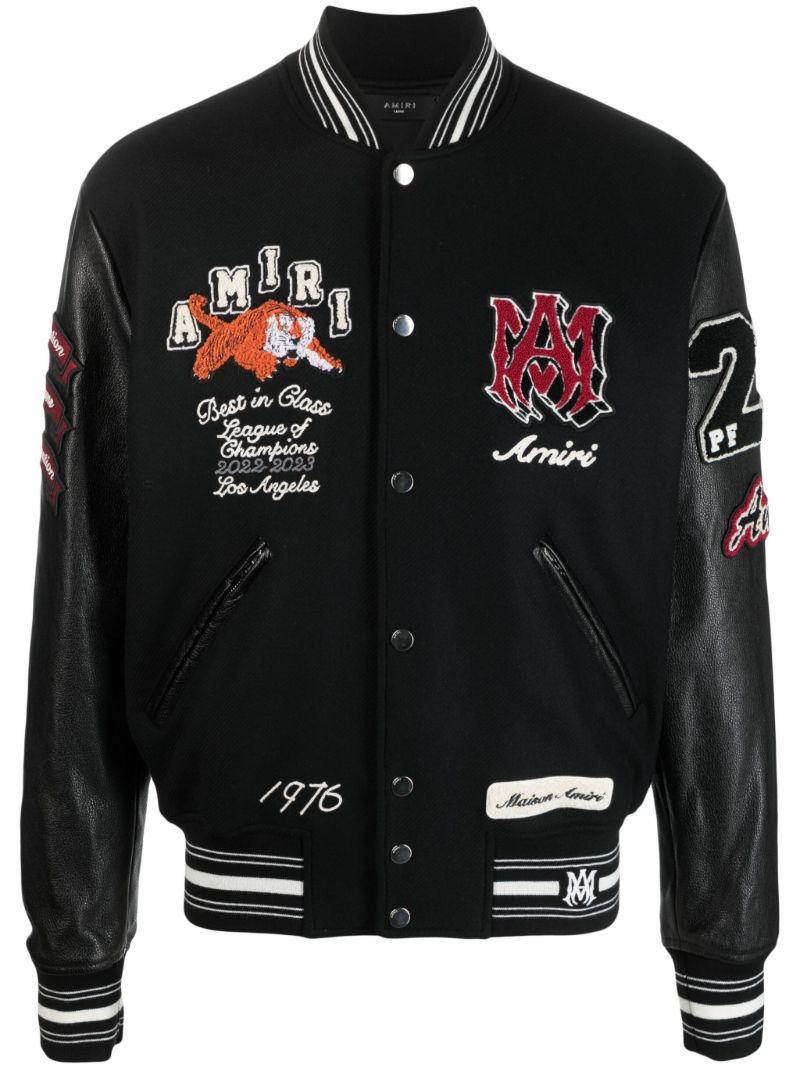 Black Logo Patch Varsity Jacket