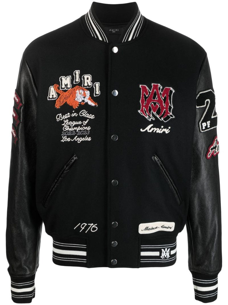 Black Logo Patch Varsity Jacket