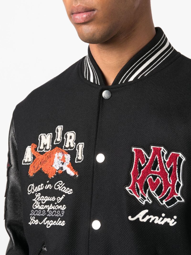 Black Logo Patch Varsity Jacket