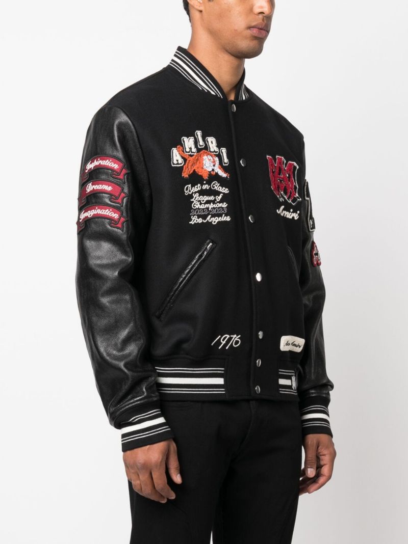 Black Logo Patch Varsity Jacket