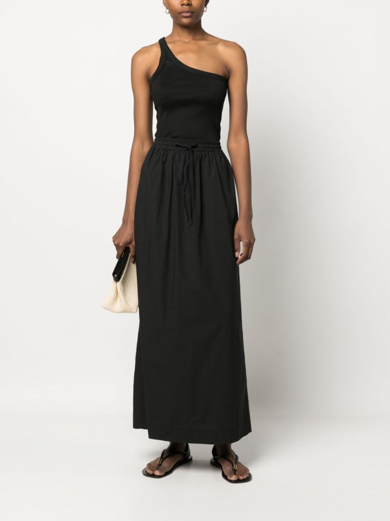Black Organic Cotton Drawstring Maxi Skirt