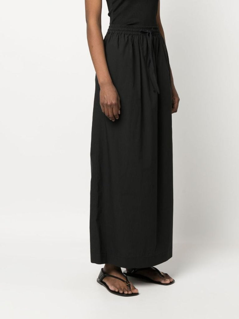 Black Organic Cotton Drawstring Maxi Skirt
