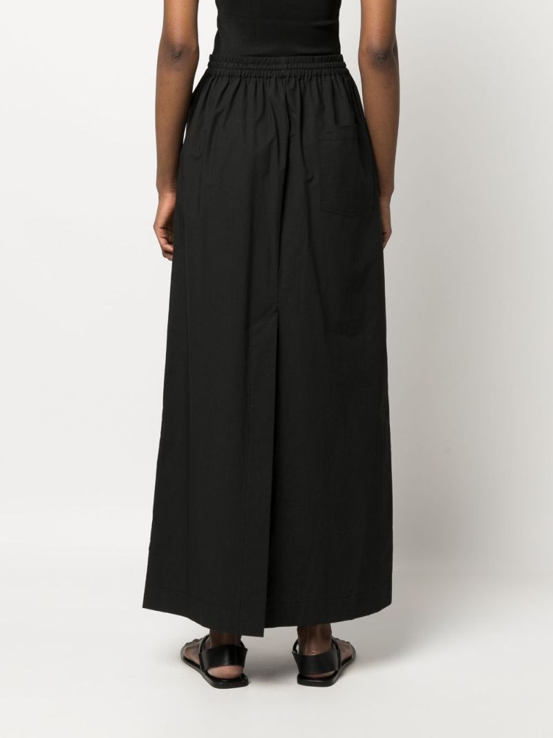 Black Organic Cotton Drawstring Maxi Skirt