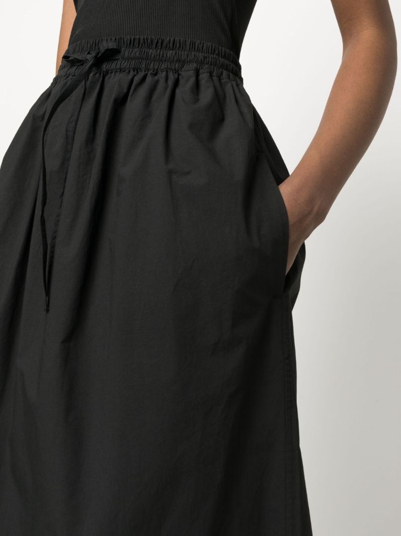Black Organic Cotton Drawstring Maxi Skirt
