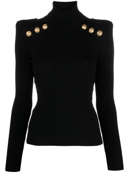 Black Button-embellished Top