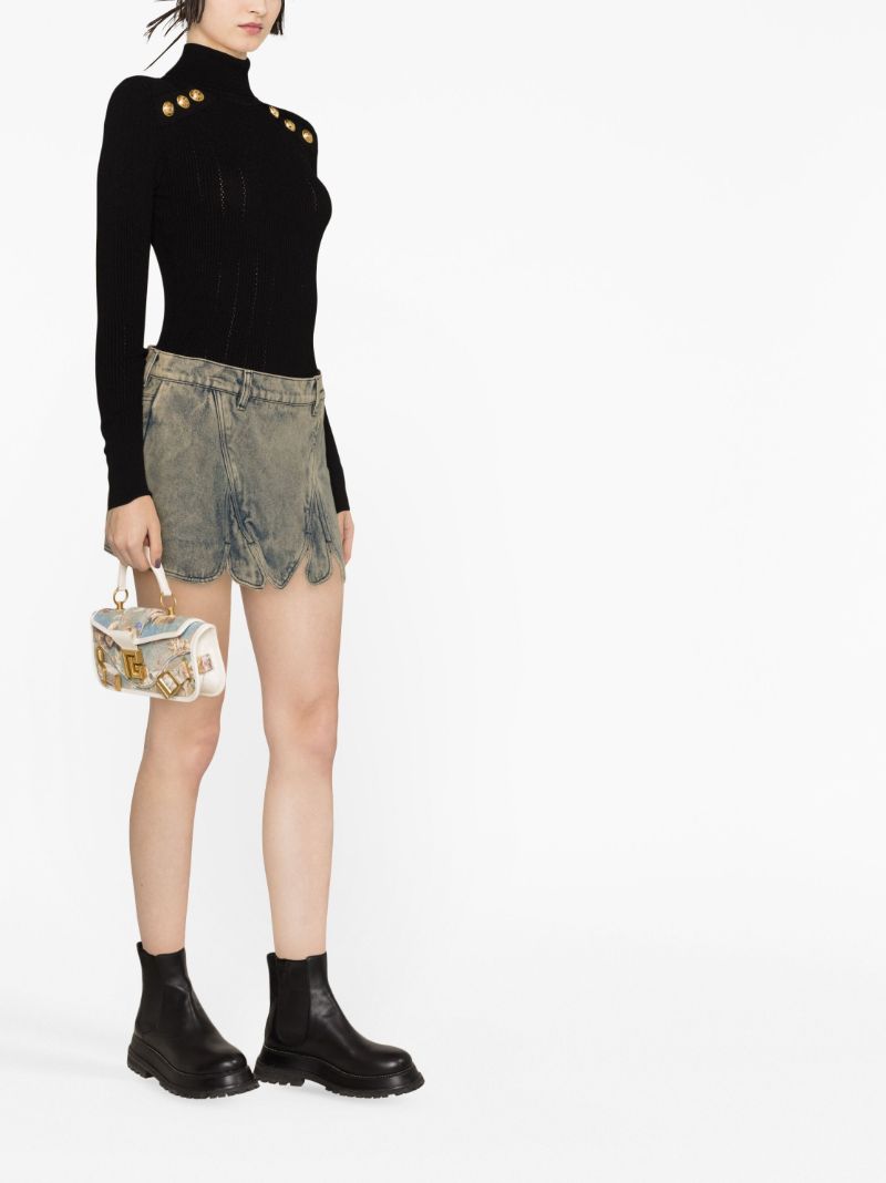 Black Button-embellished Top
