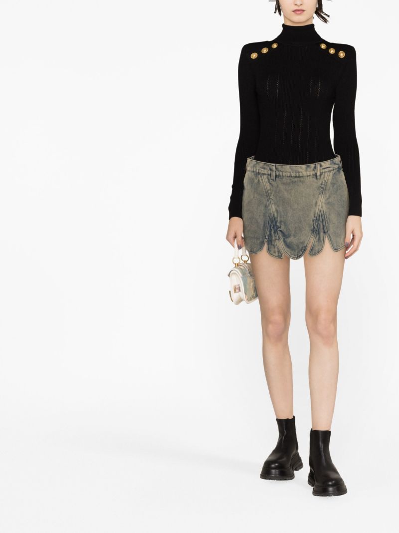 Black Button-embellished Top