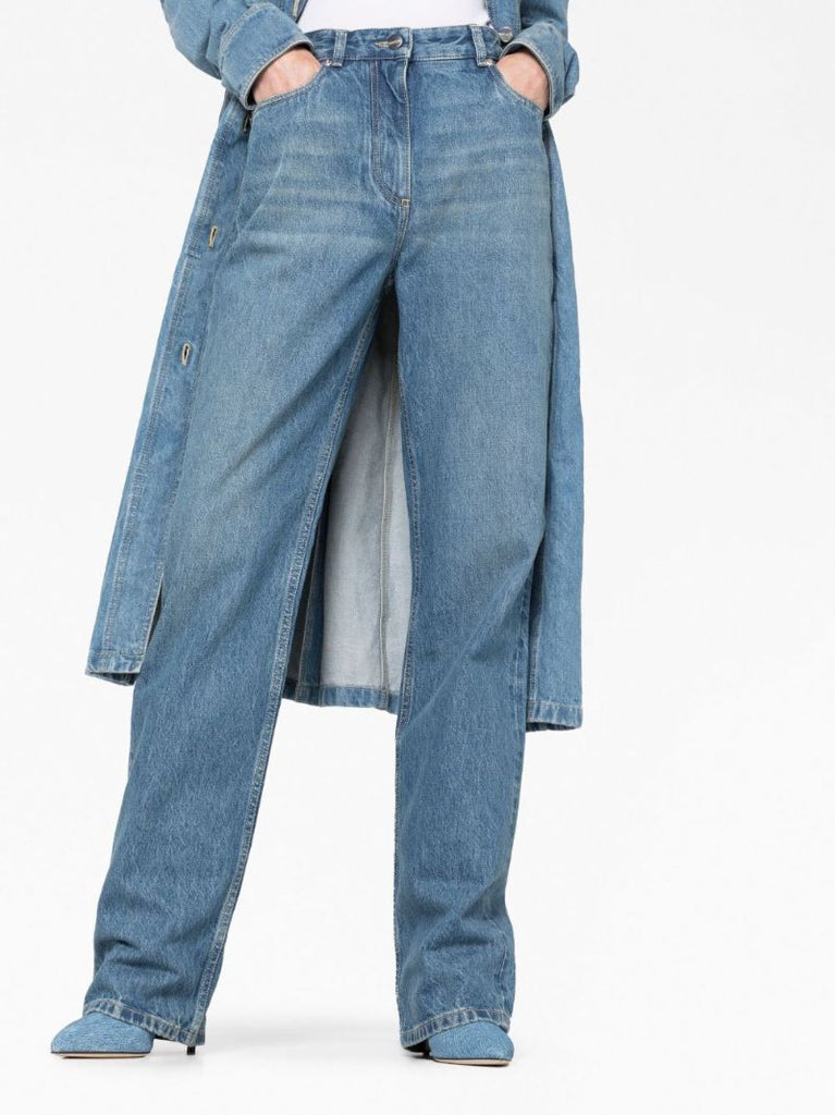 Blue High-rise Straight-leg Jeans