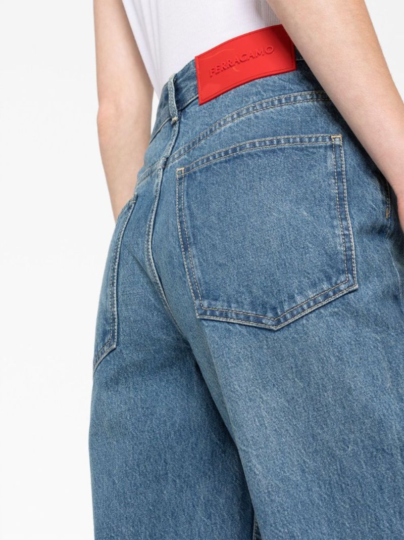 Blue High-rise Straight-leg Jeans
