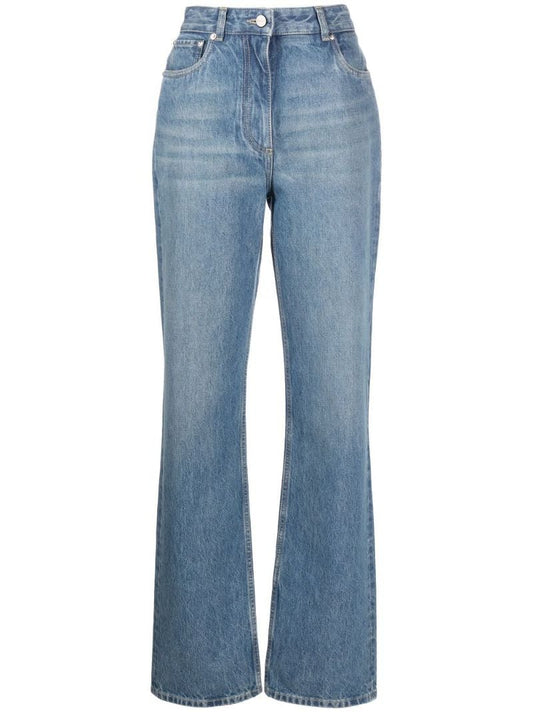 Blue High-rise Straight-leg Jeans