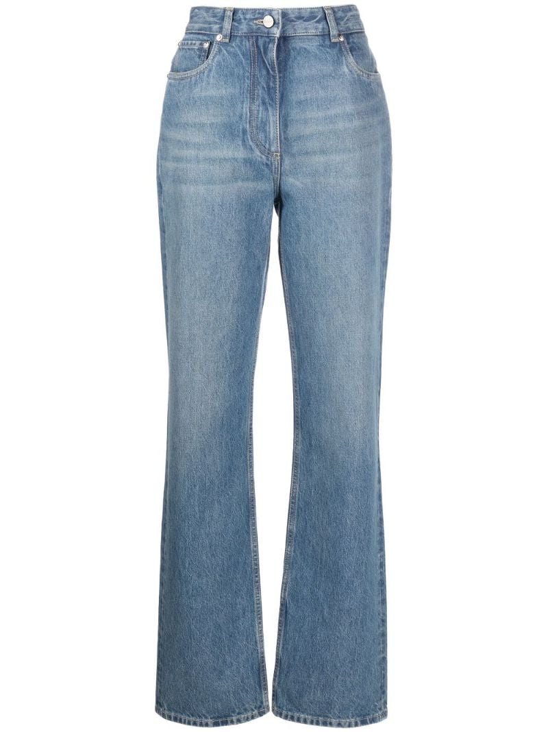 Blue High-rise Straight-leg Jeans