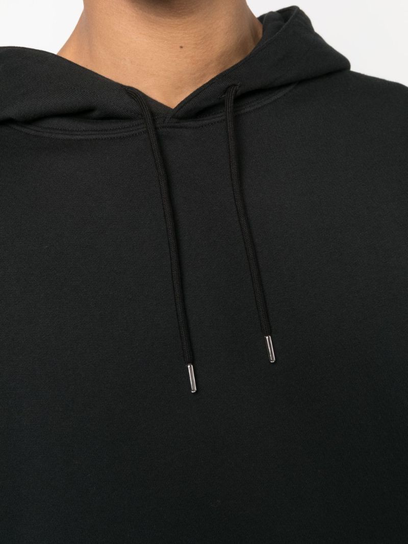 Black Striped-detailed Cotton Hoodie