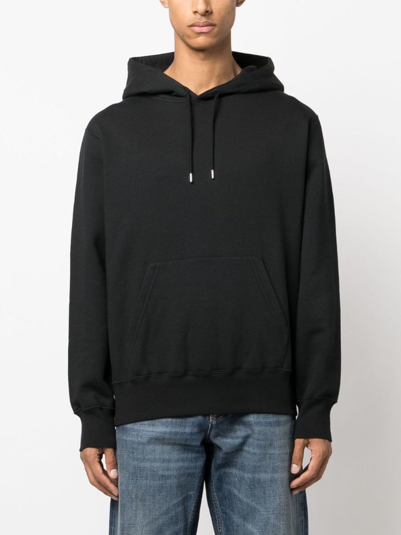 Black Striped-detailed Cotton Hoodie