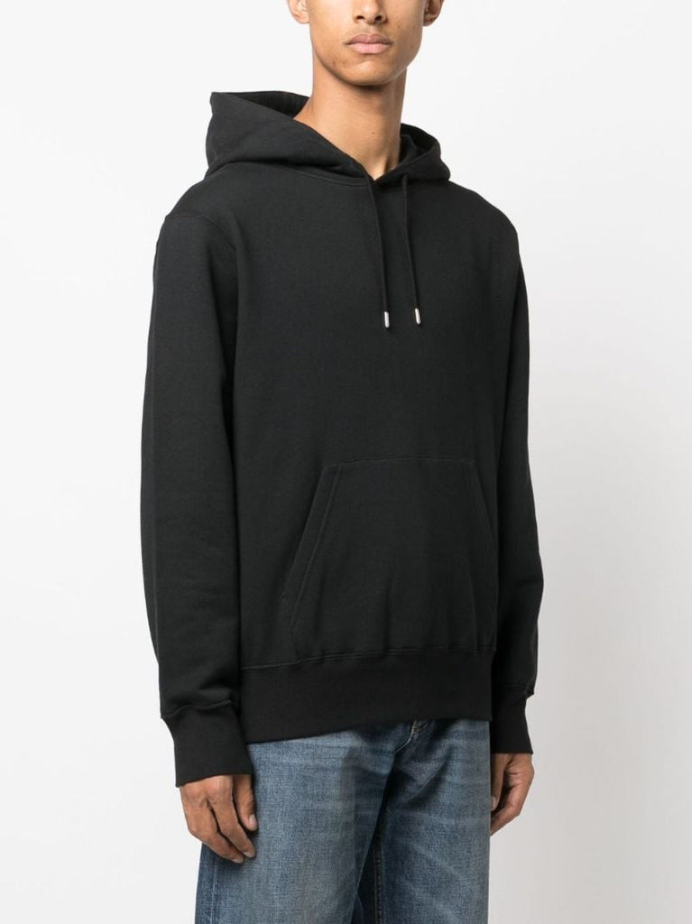 Black Striped-detailed Cotton Hoodie