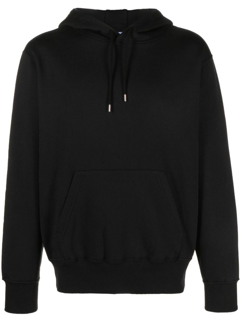 Black Striped-detailed Cotton Hoodie
