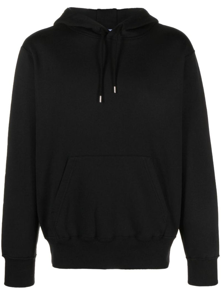 Black Striped-detailed Cotton Hoodie