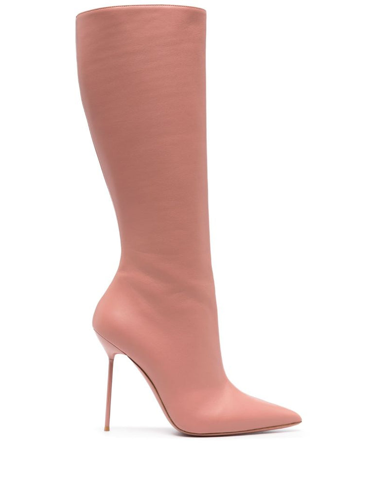 Pink Lidia 105 Leather Knee-high Boots
