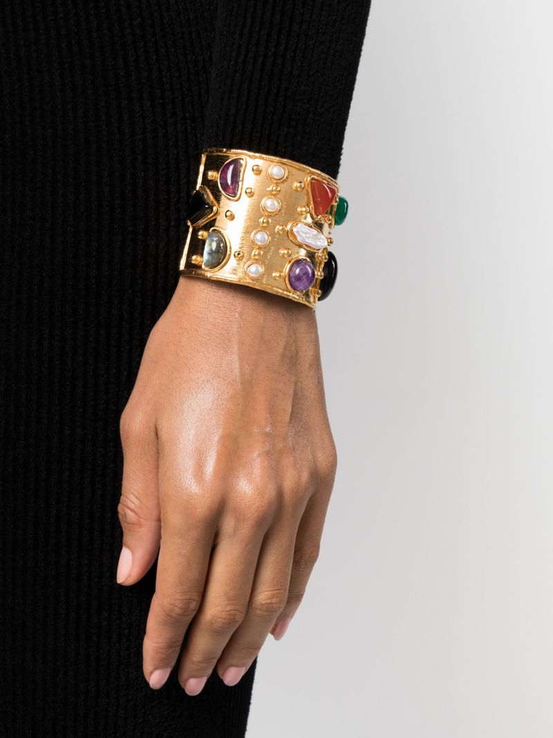 Gold-tone Winter Gemstone and Pearl Bracelet