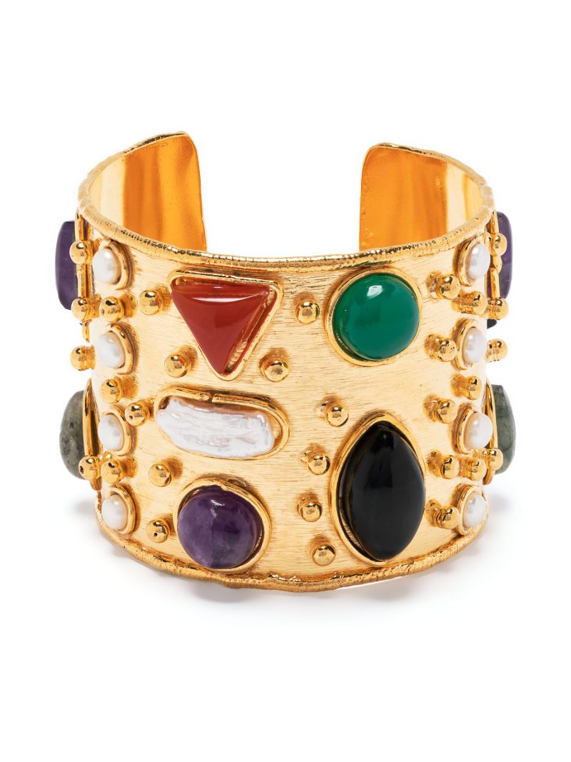 Gold-tone Winter Gemstone and Pearl Bracelet