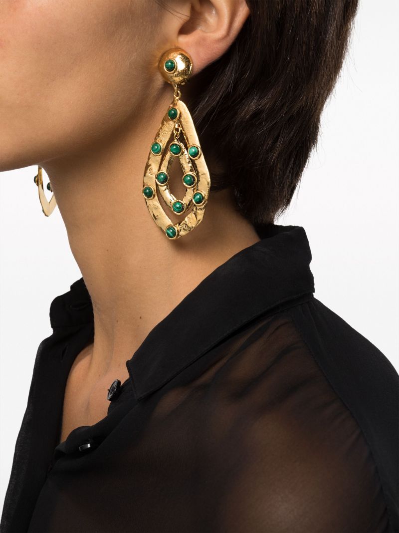Gold-tone Ava Malachite Drop Earrings