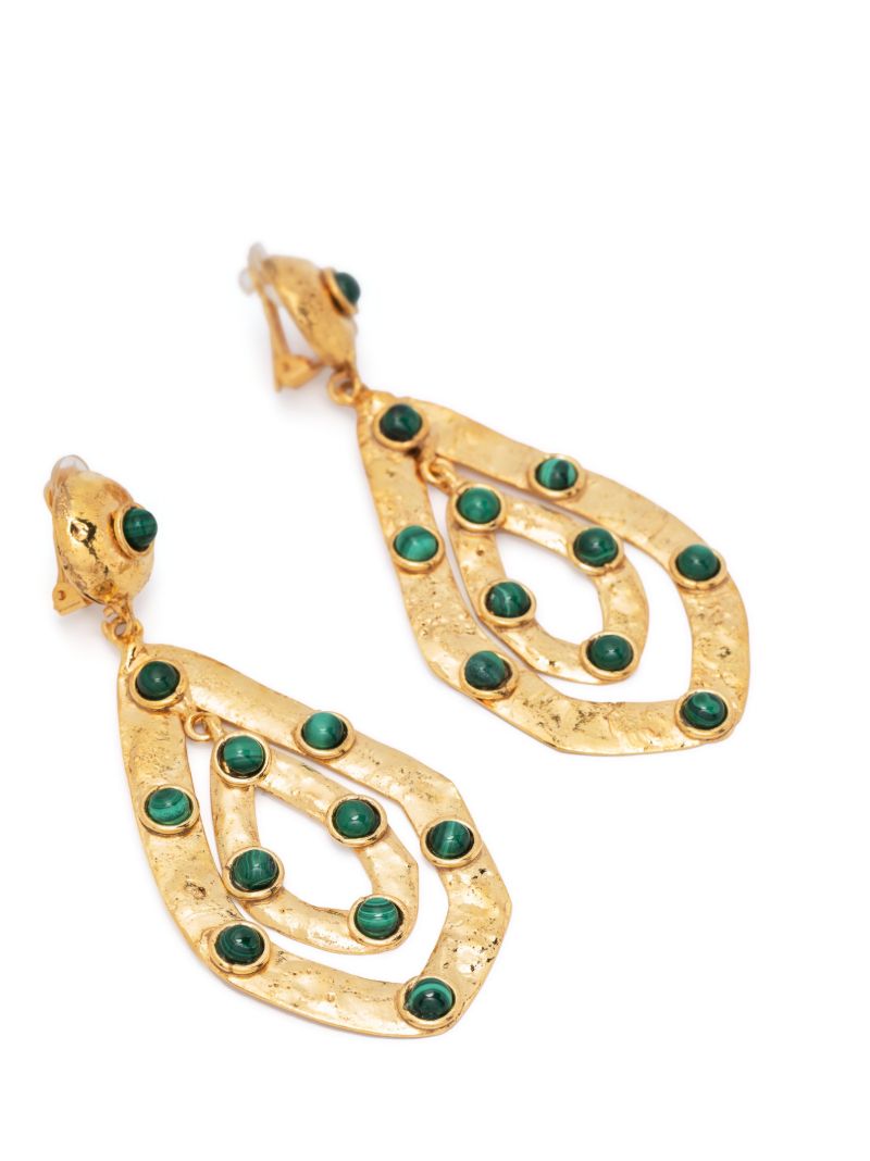 Gold-tone Ava Malachite Drop Earrings