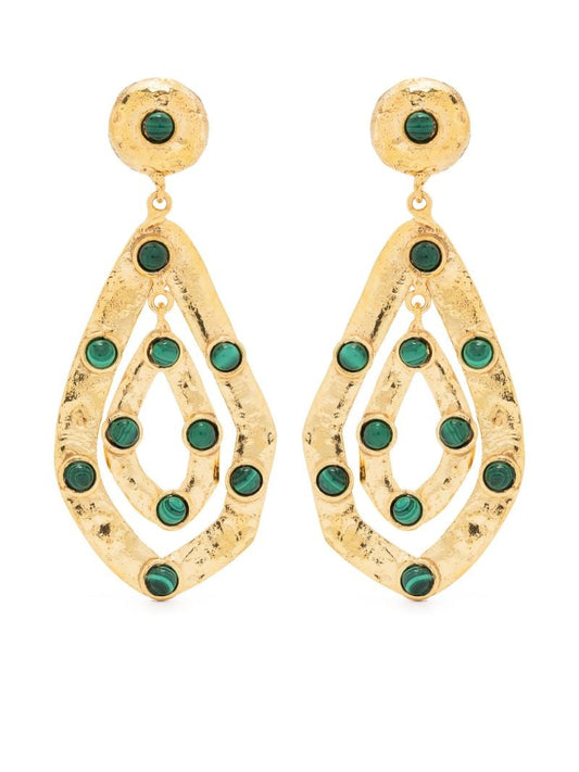 Gold-tone Ava Malachite Drop Earrings