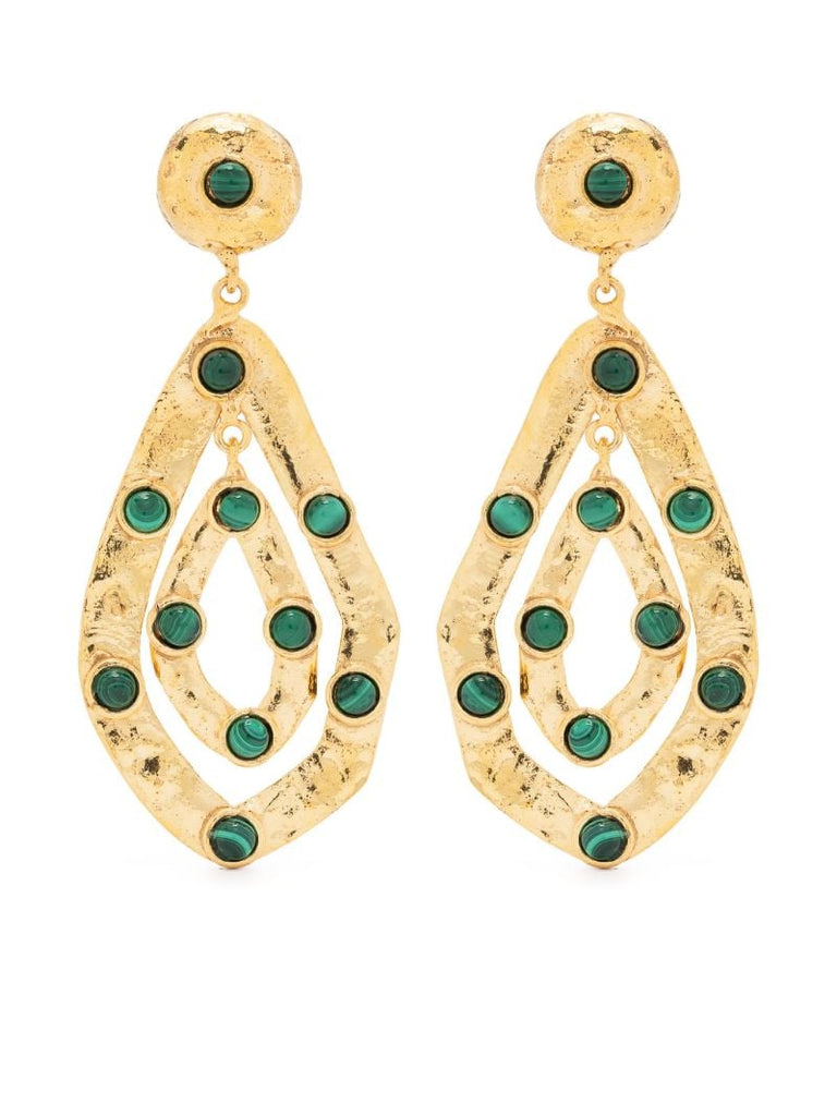 Gold-tone Ava Malachite Drop Earrings