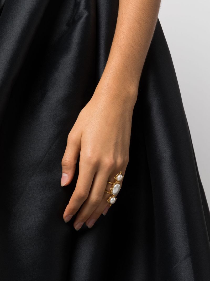 Gold-tone Cleo Pearl Ring