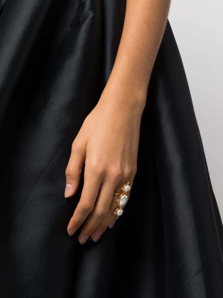 Gold-tone Cleo Pearl Ring