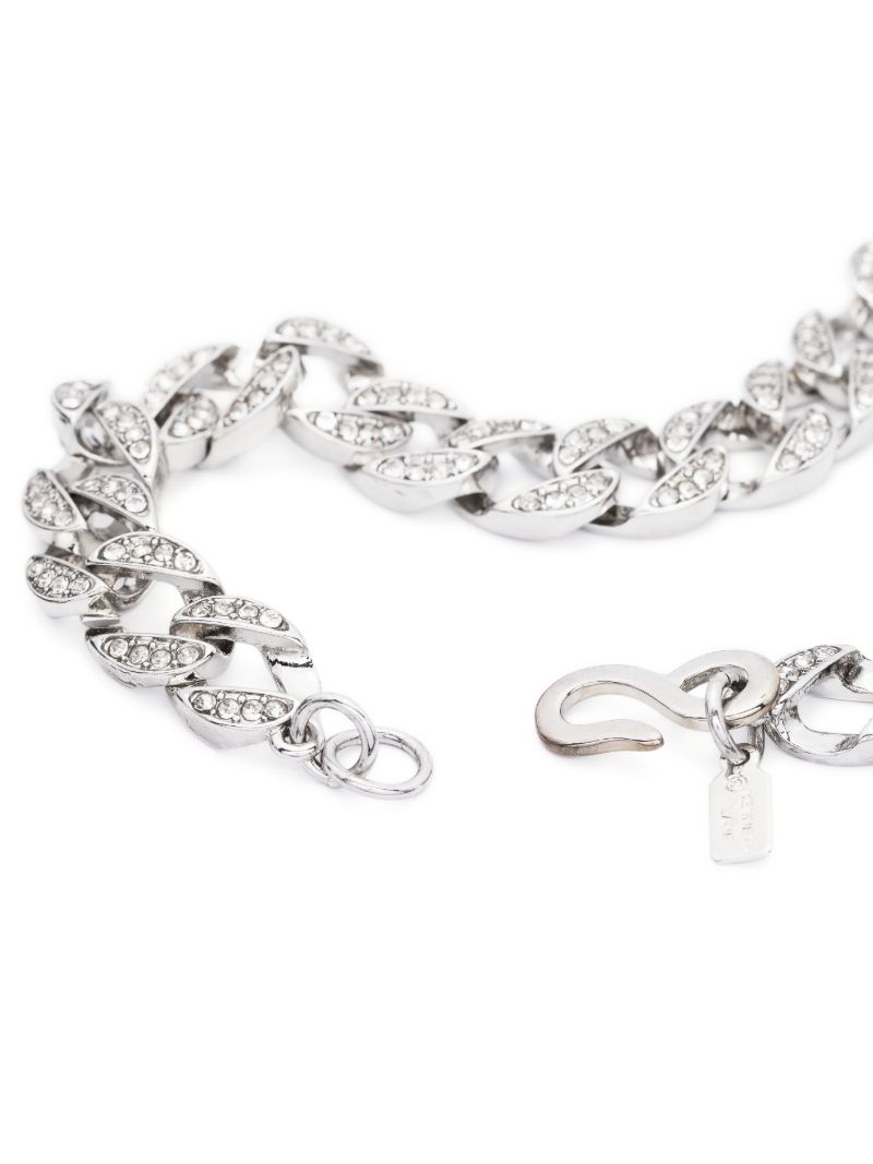 Silver-tone Crystal Curb Chain Necklace