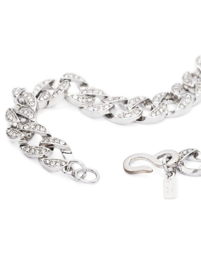 Silver-tone Crystal Curb Chain Necklace