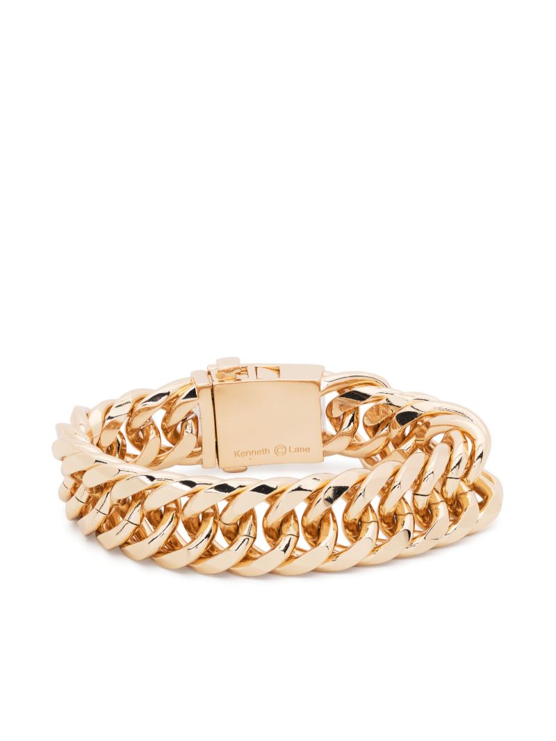 Gold-tone Braided Curb Chain Bracelet