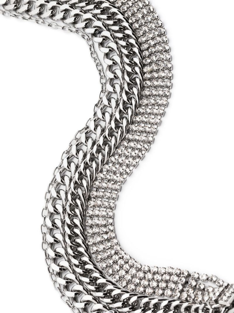Silver-tone Multi-chain Rhinestone Necklace