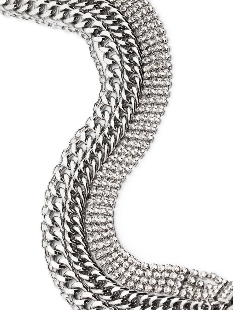 Silver-tone Multi-chain Rhinestone Necklace