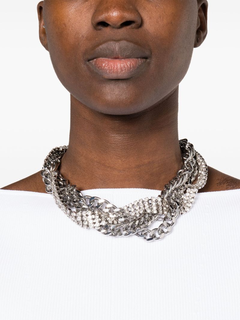 Silver-tone Multi-chain Rhinestone Necklace