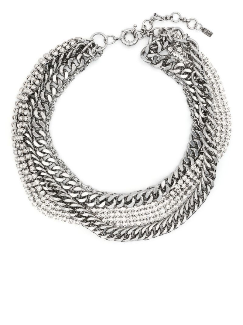 Silver-tone Multi-chain Rhinestone Necklace