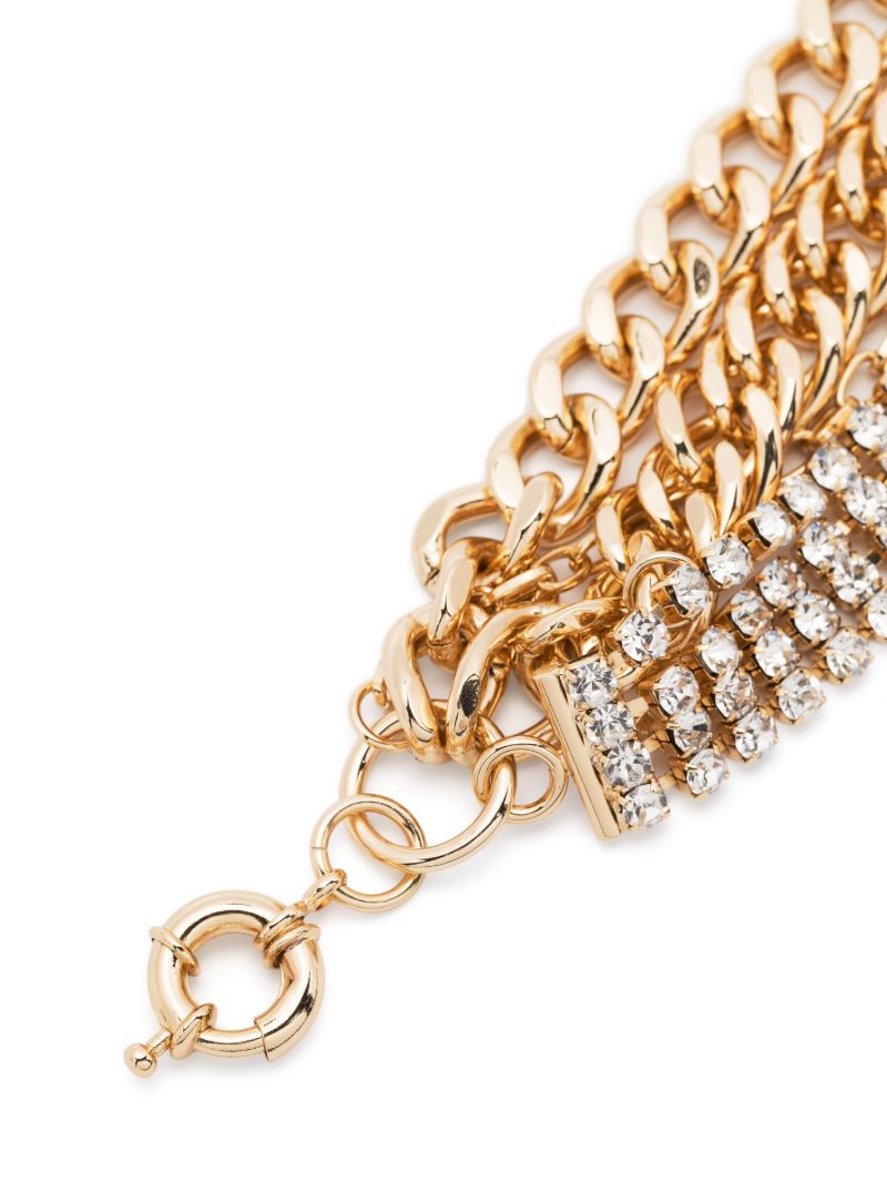 Gold-tone Mixed Chain Crystal Necklace