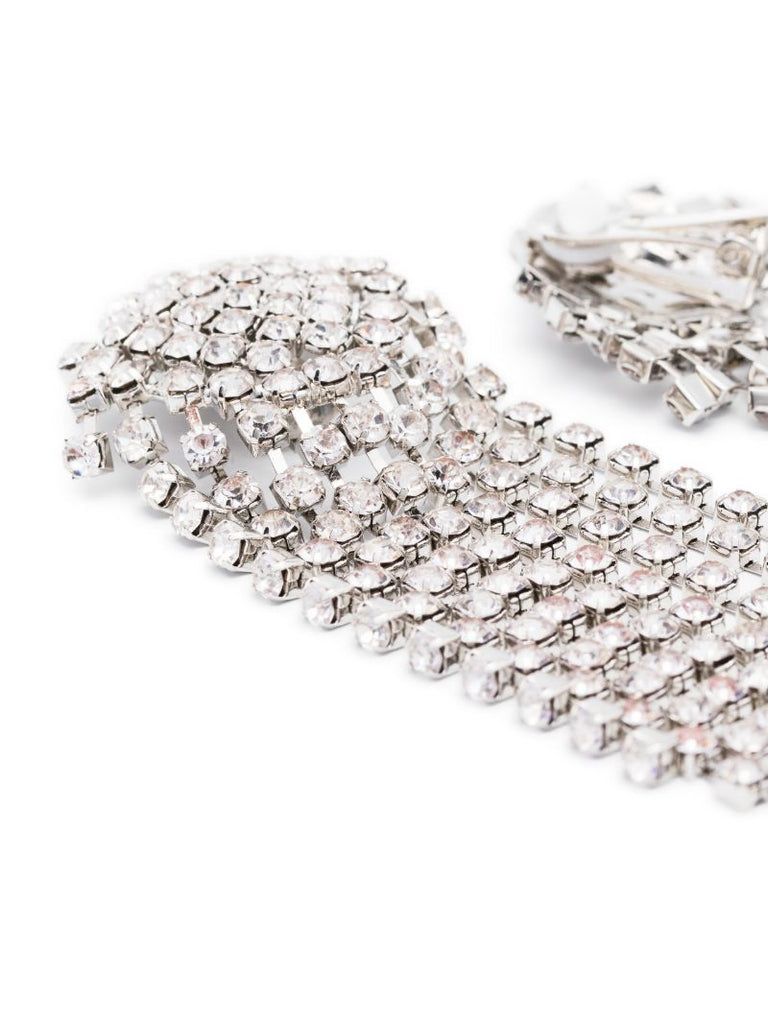 Silver-tone Waterfall Crystal Drop Clip-on Earrings