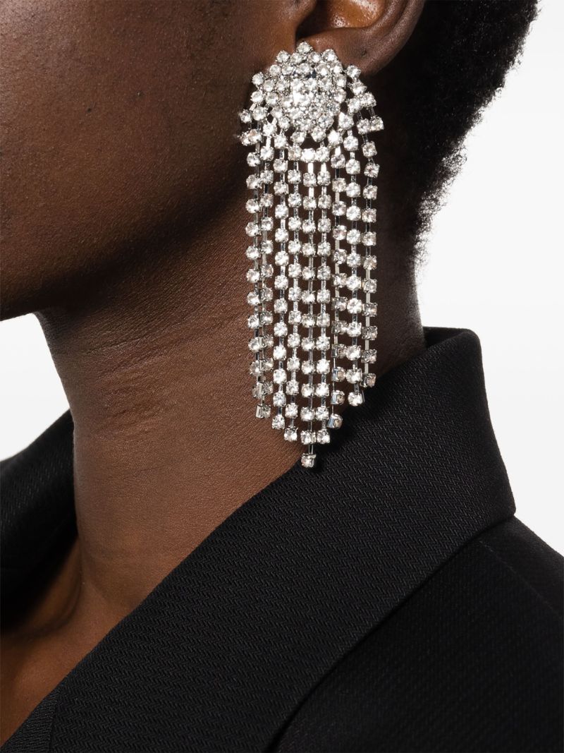 Silver-tone Waterfall Crystal Drop Clip-on Earrings