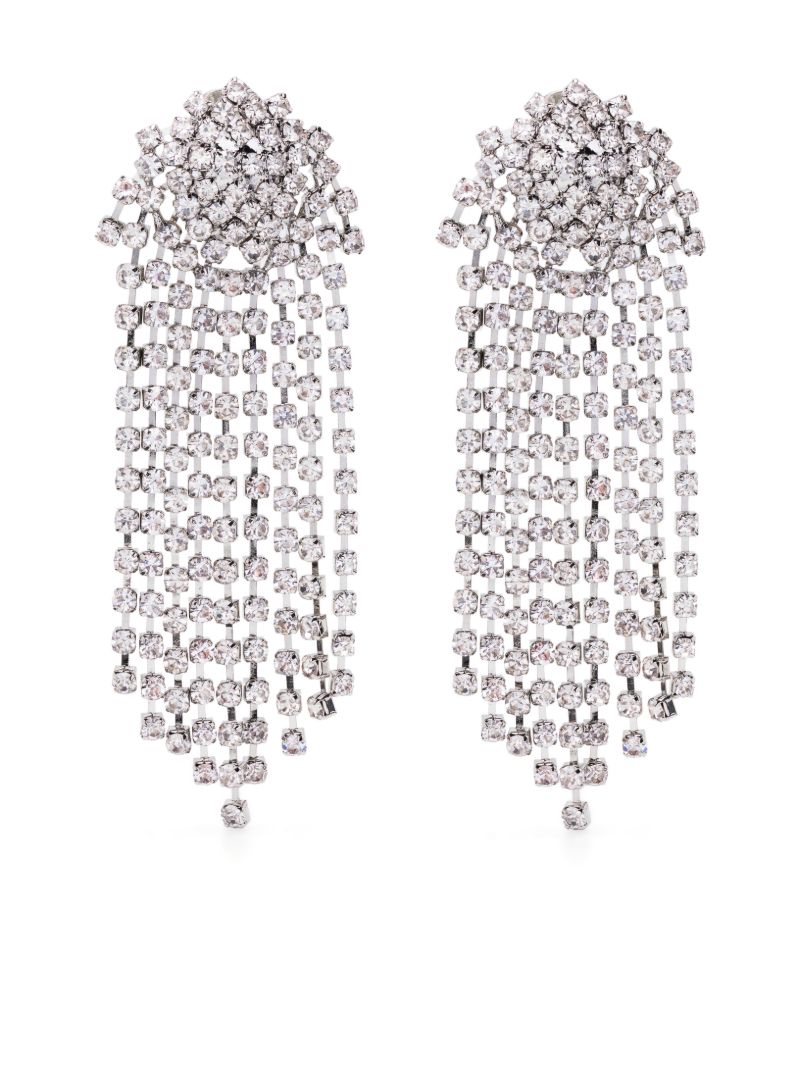 Silver-tone Waterfall Crystal Drop Clip-on Earrings