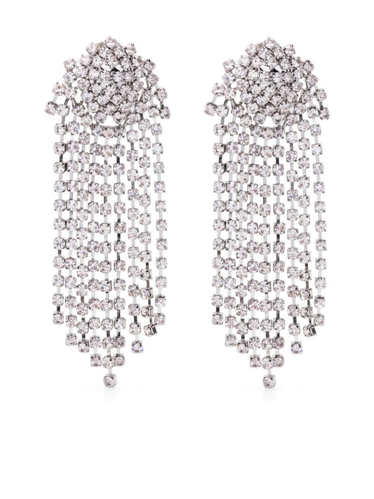 Silver-tone Waterfall Crystal Drop Clip-on Earrings